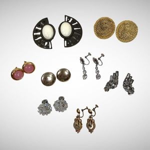 Lot of 8 Classy Vintage Clip On Earrings Unsigned